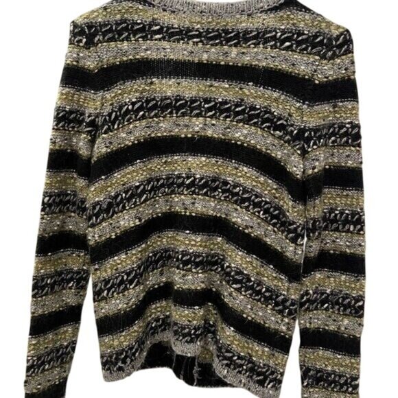 Rag & Bone Womens Striped Knit Cardigan Sweater Black/Green/Gray Wool Blend Size - Picture 5 of 9
